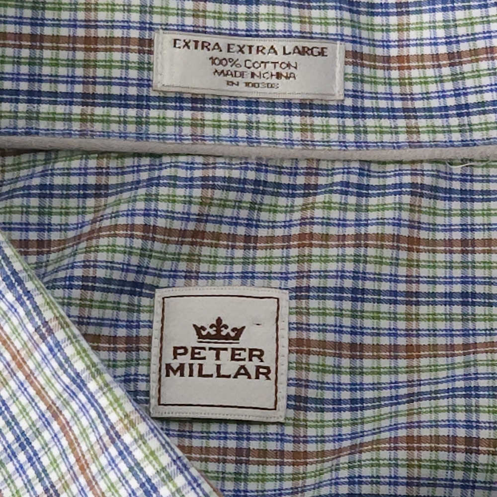 2 Peter Millar Dress Shirts XXL 100% Cotton Plaid Button Down Casual Lot Bundle - Picture 12 of 15